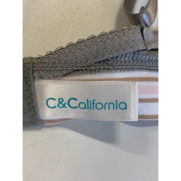 C & C California Women's Wireless Bra Plunge Ribbed Heather Grey 294295 Size 34B - Picture 7 of 10